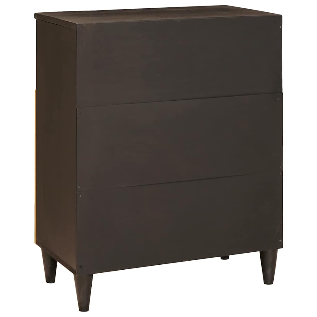 Aparador Negro y dorado 60 x 33 x 75 cm Madera de mango maciza