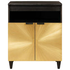Aparador Negro y dorado 60 x 33 x 75 cm Madera de mango maciza
