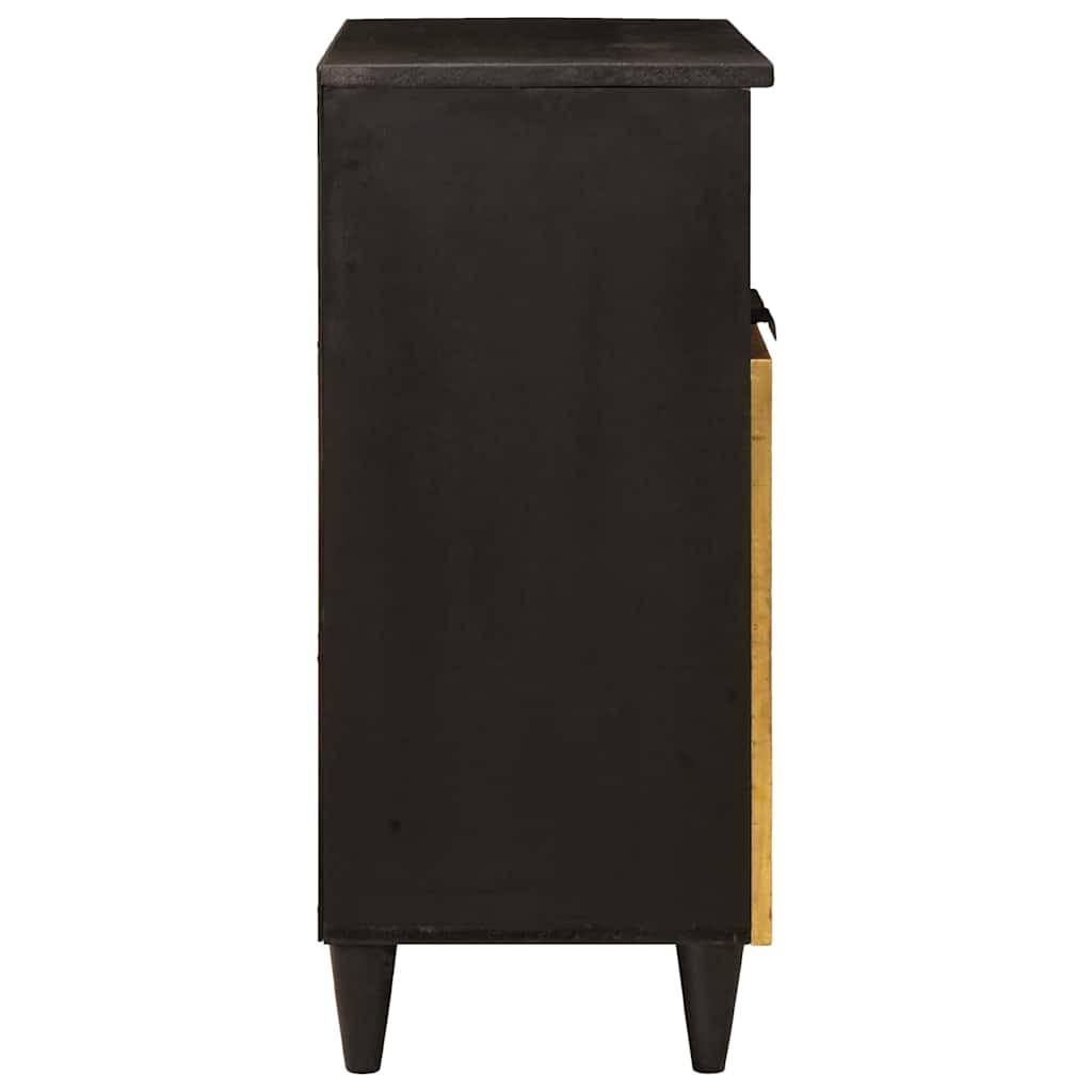 Aparador Negro y dorado 60 x 33 x 75 cm Madera de mango maciza