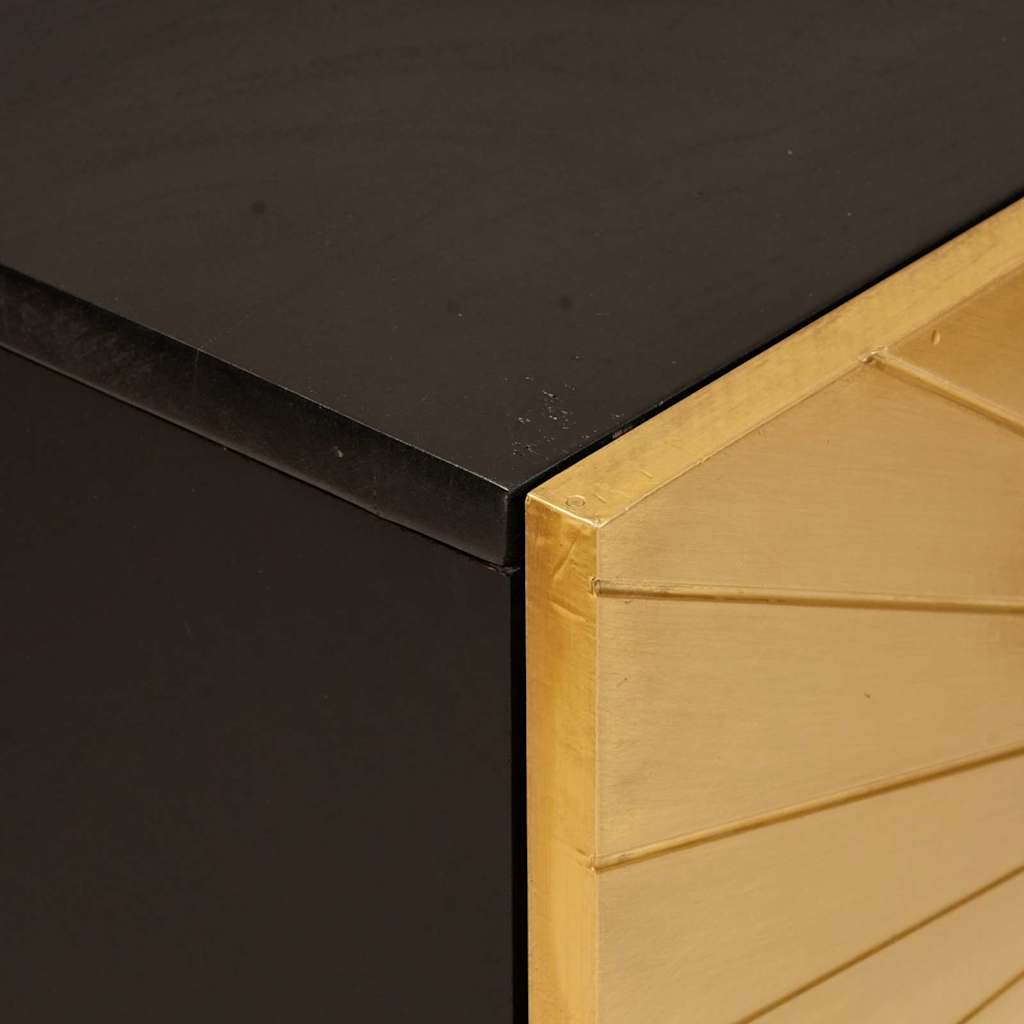Armario auxiliar con puerta Negro y dorado 60 x 33,5 x 75 cm