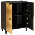 Armario auxiliar con puerta Negro y dorado 60 x 33,5 x 75 cm