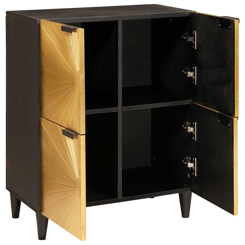 Armario auxiliar con puerta Negro y dorado 60 x 33,5 x 75 cm
