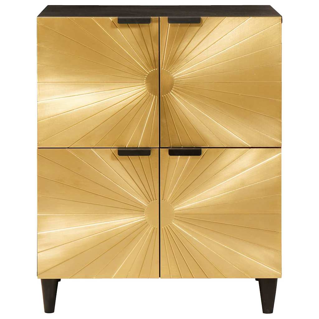 Armario auxiliar con puerta Negro y dorado 60 x 33,5 x 75 cm