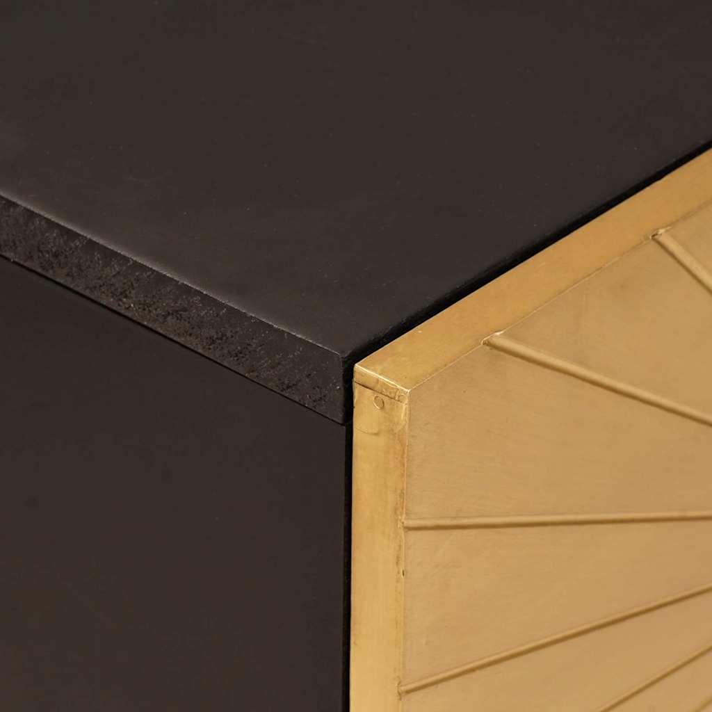 Armario auxiliar con estante Negro y dorado 80 x 33,5 x 75 cm