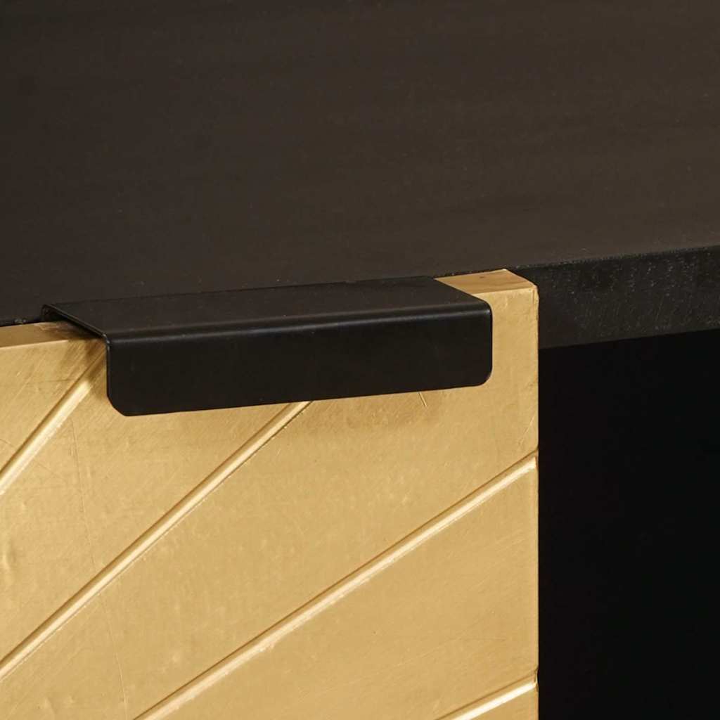 Armario auxiliar con estante Negro y dorado 80 x 33,5 x 75 cm