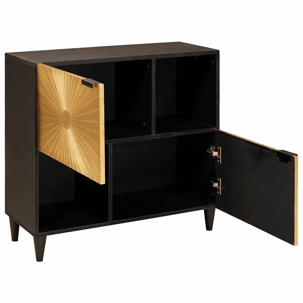 Armario auxiliar con estante Negro y dorado 80 x 33,5 x 75 cm