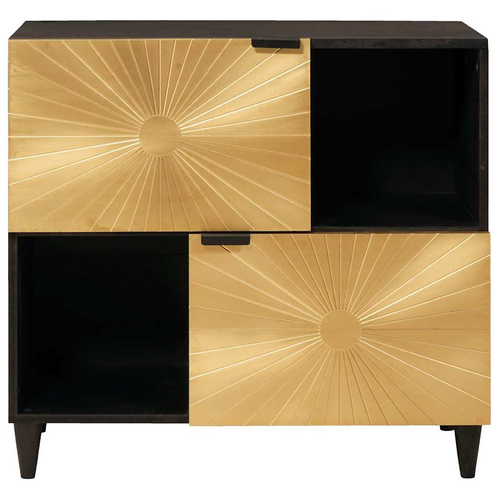 Armario auxiliar con estante Negro y dorado 80 x 33,5 x 75 cm