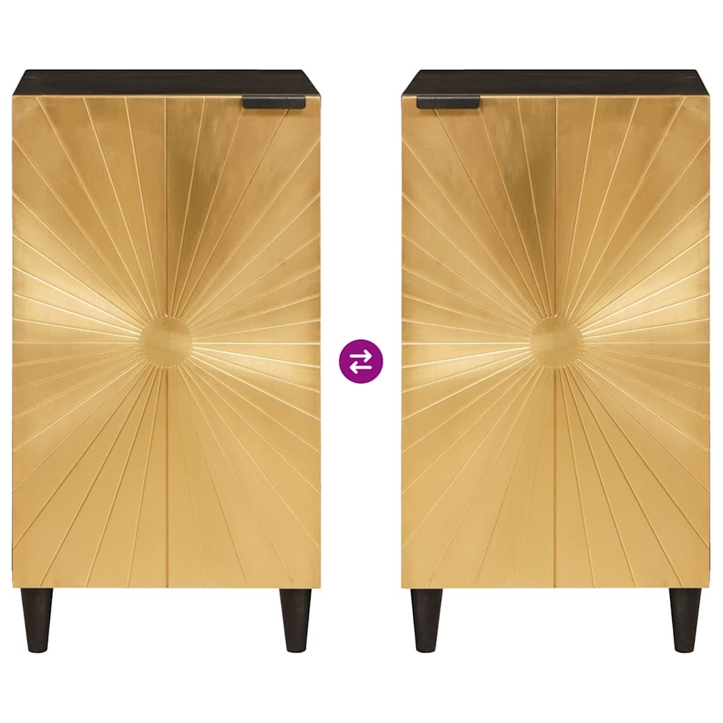 Armario auxiliar con estante Negro y dorado 80 x 33,5 x 75 cm