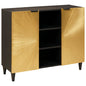 Armario auxiliar con estante Negro y dorado 90 x 33,5 x 75 cm