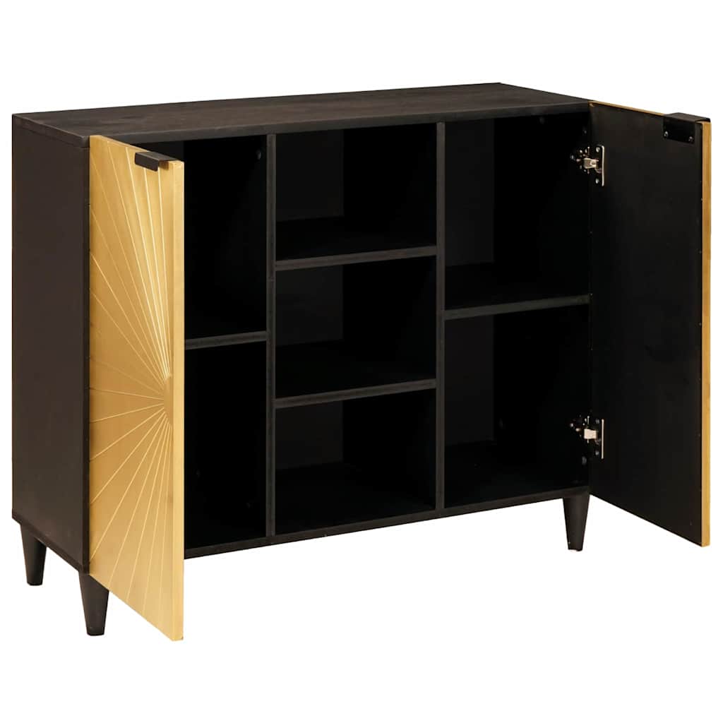 Armario auxiliar con estante Negro y dorado 90 x 33,5 x 75 cm