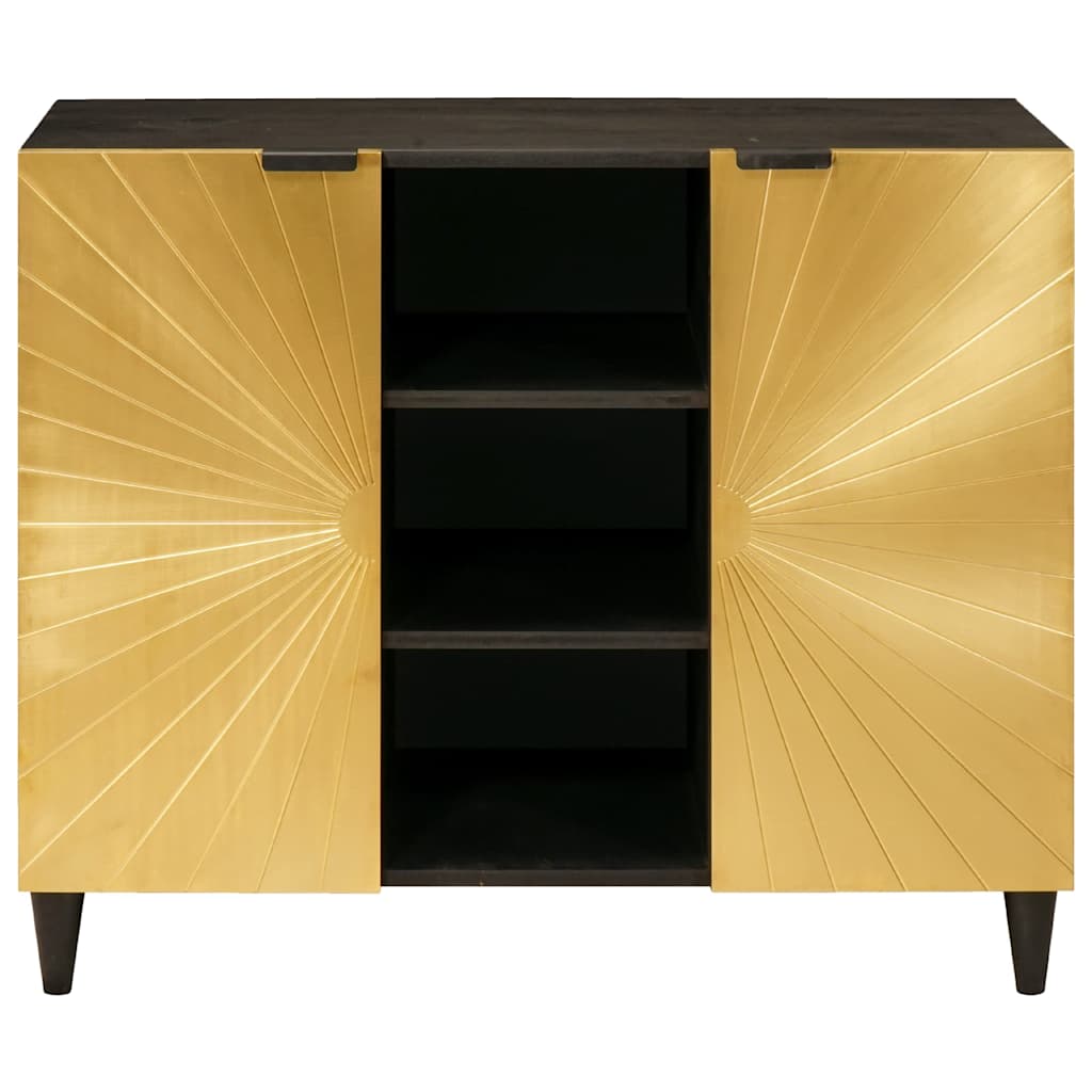 Armario auxiliar con estante Negro y dorado 90 x 33,5 x 75 cm