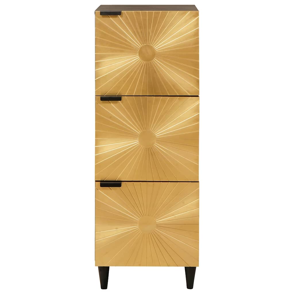 Armario auxiliar con cajón Negro y dorado 40 x 33,5 x 110 cm