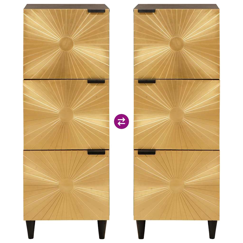 Armario auxiliar con cajón Negro y dorado 40 x 33,5 x 110 cm