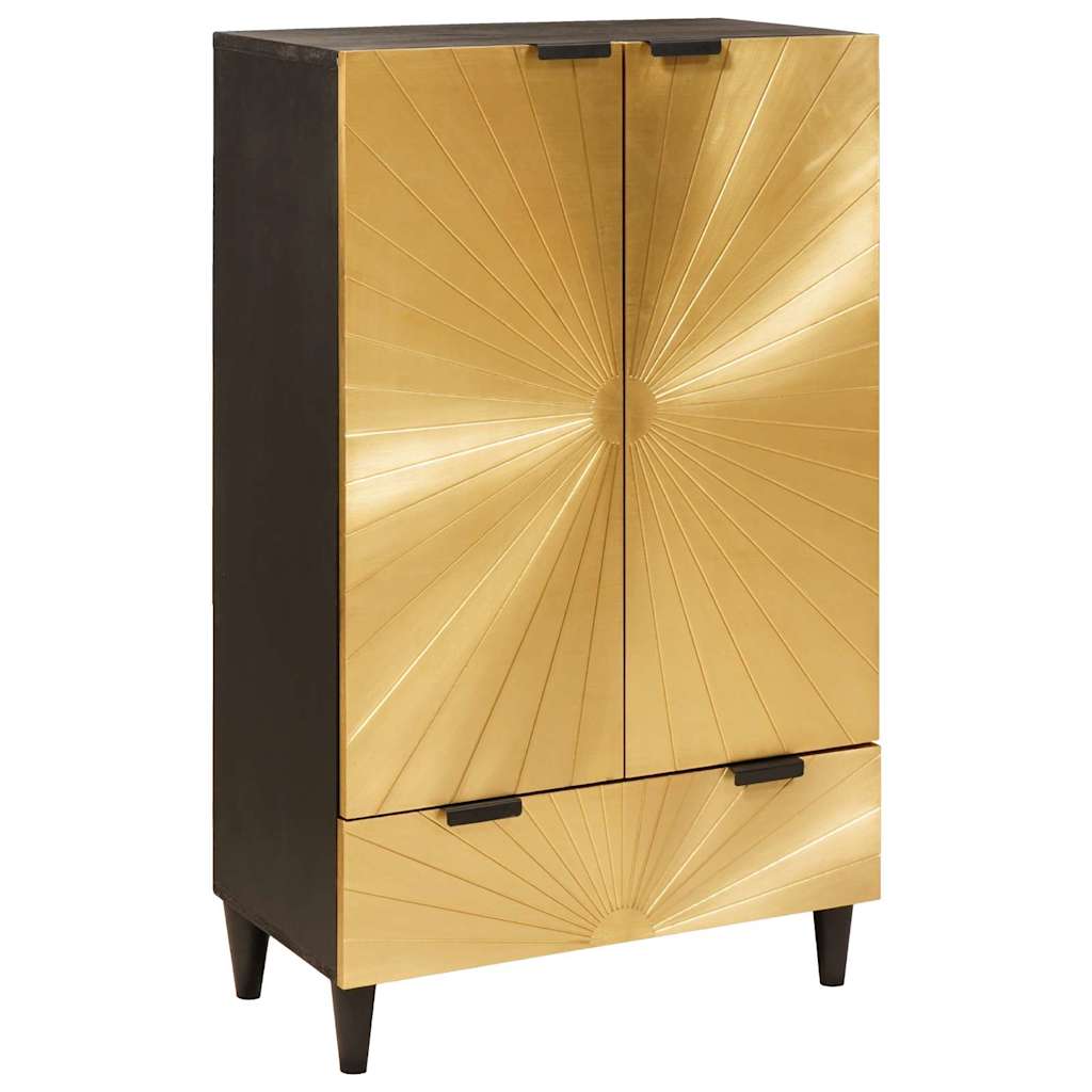 Armario auxiliar con cajón Negro y dorado 60 x 33,5 x 100 cm