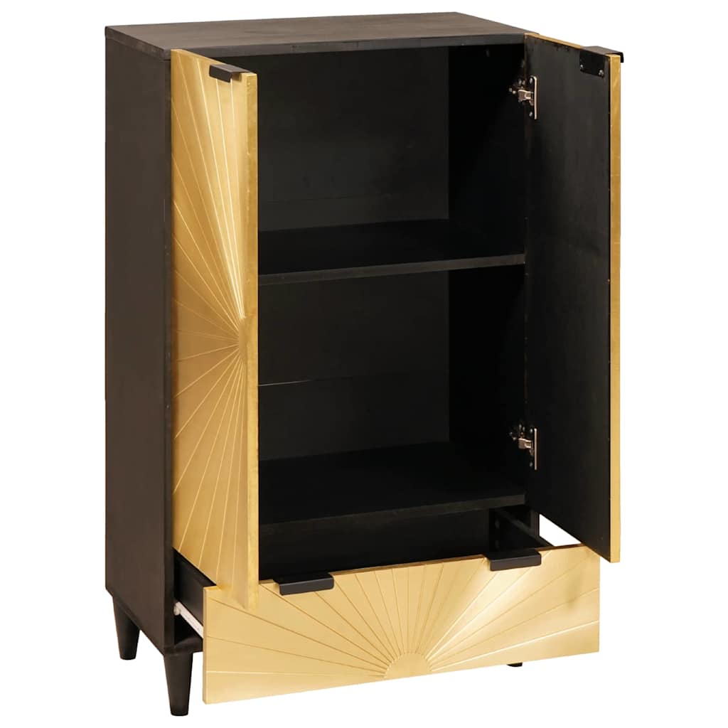 Armario auxiliar con cajón Negro y dorado 60 x 33,5 x 100 cm