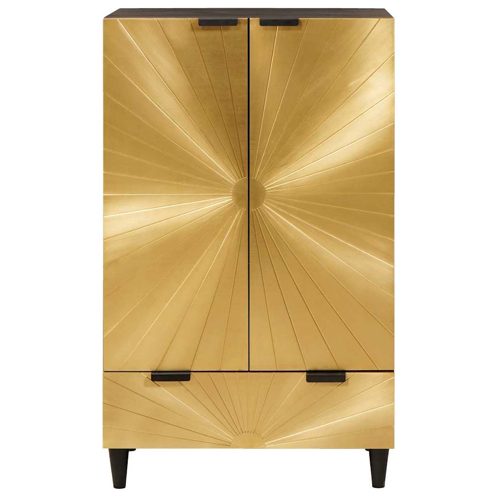 Armario auxiliar con cajón Negro y dorado 60 x 33,5 x 100 cm