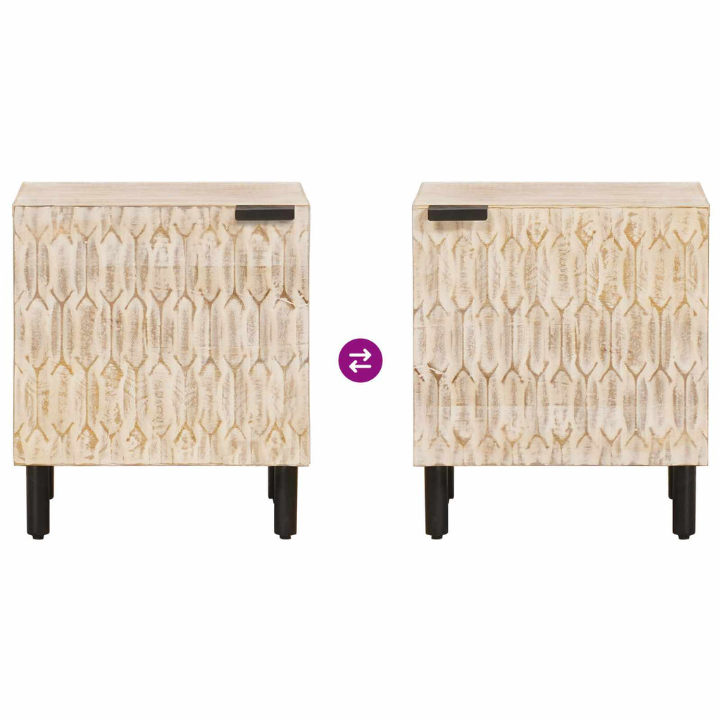 Armario de Noche 2 pcs 40 x 33 x 46 cm Madera de mango maciza