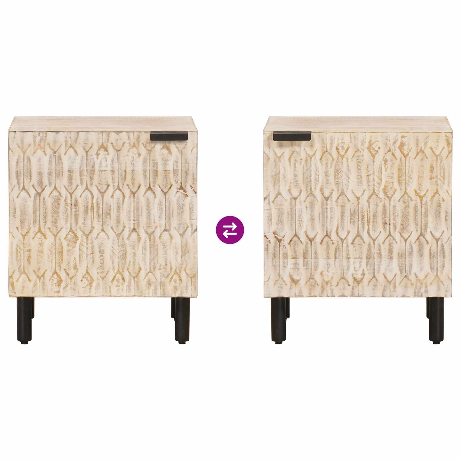 Armario de Noche 2 pcs 40 x 33 x 46 cm Madera de mango maciza