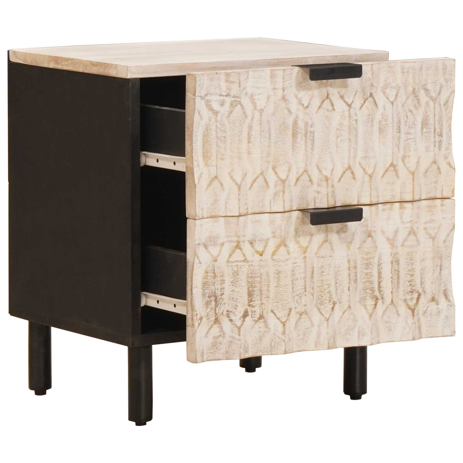 Armario de Noche 2 pcs 40 x 33 x 46 cm Madera de mango maciza