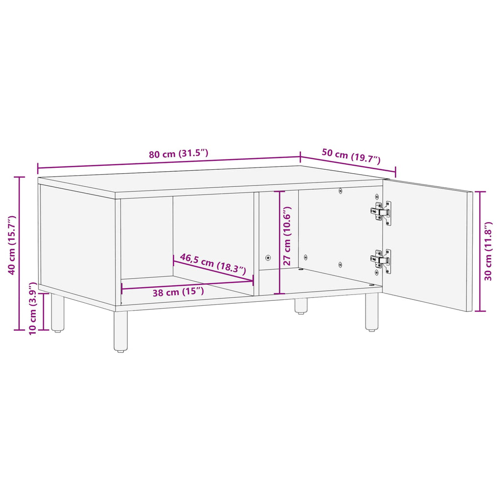 Mesa de Café 80 x 50 x 40 cm Madera de mango maciza