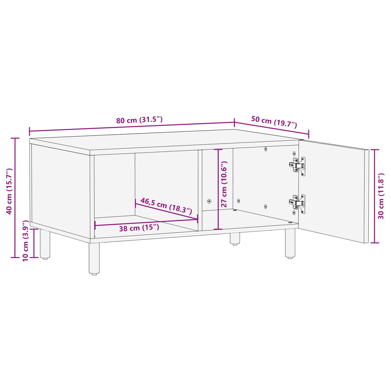 Mesa de Café 80 x 50 x 40 cm Madera de mango maciza
