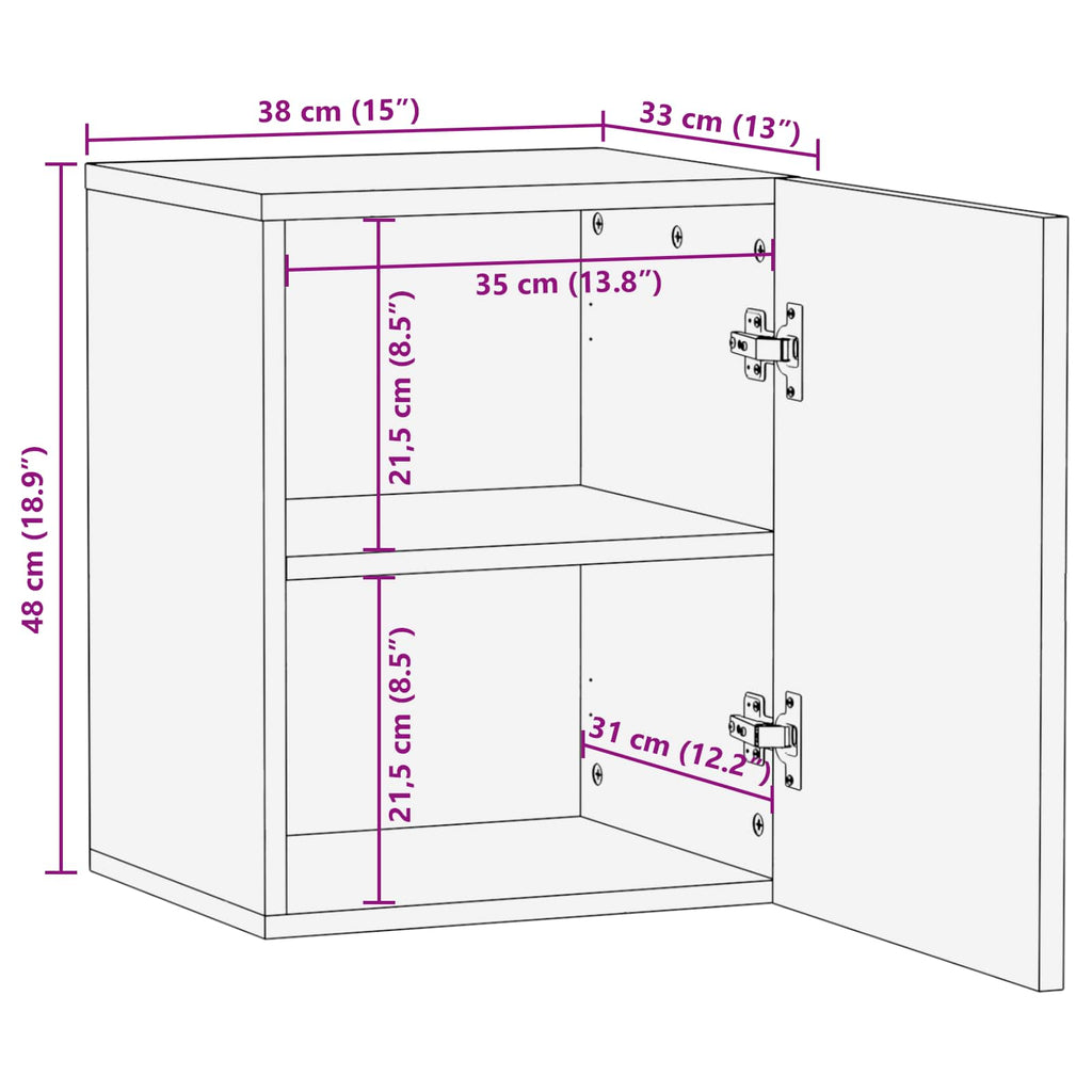Gabinete Colgante de Baño con estante 38 x 33 x 48 cm