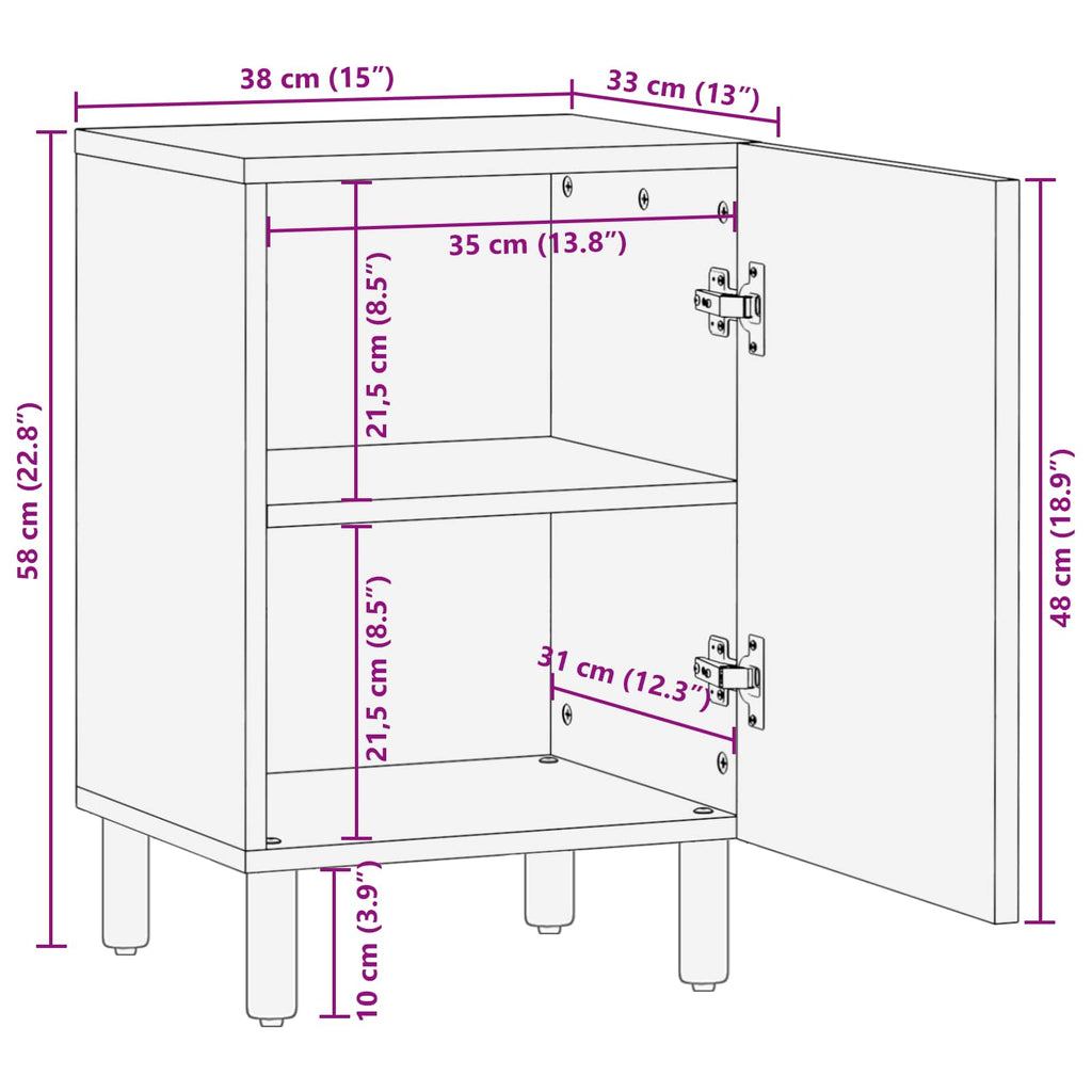 Mueble de Cuarto de Baño 38 x 33 x 58 cm Madera de mango maciza