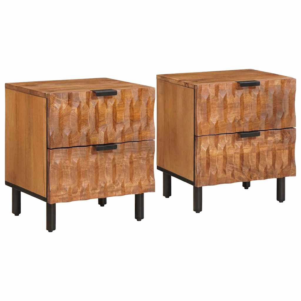 Armario de Noche 2 pcs 40 x 33 x 46 cm Madera de mango maciza
