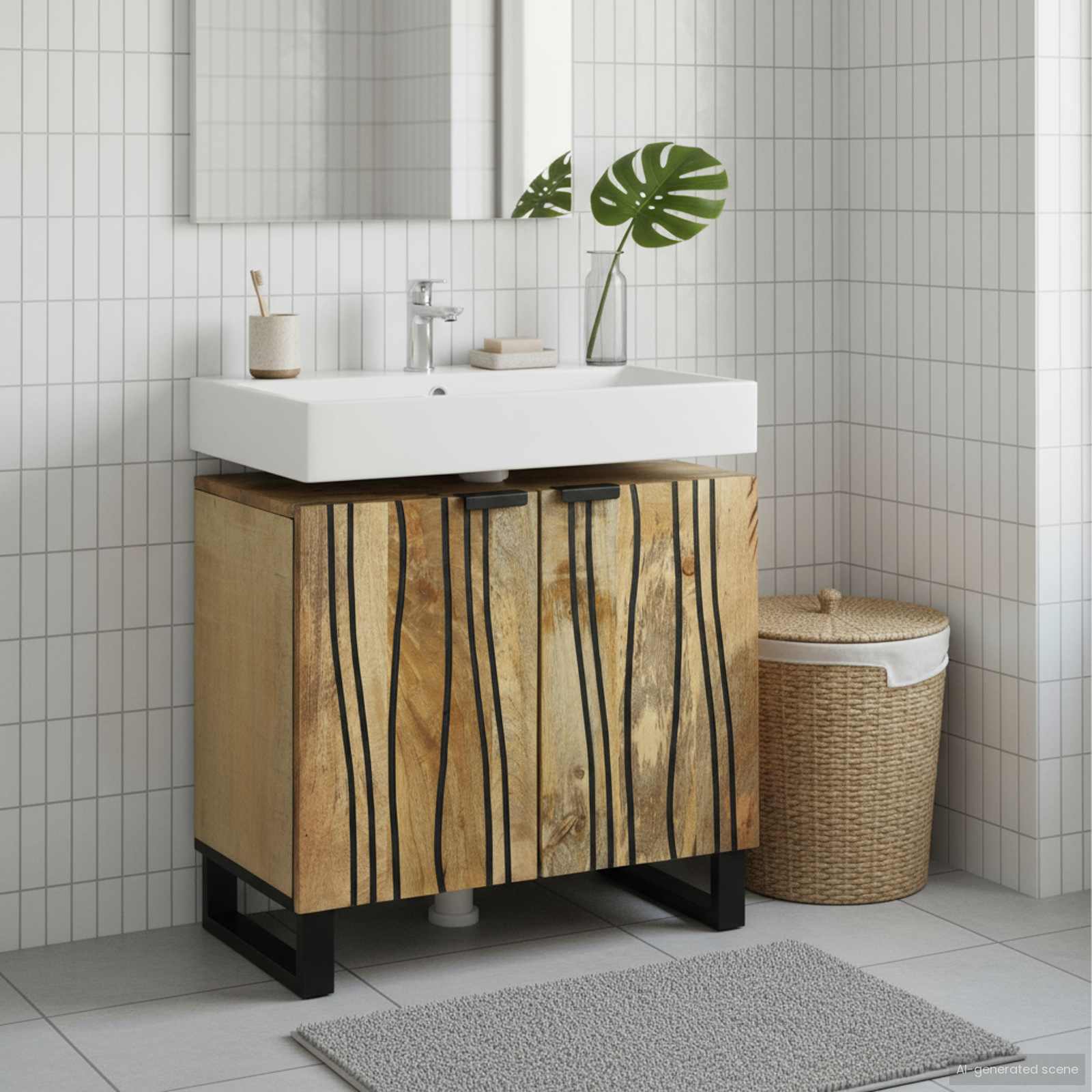 Gabinete de Lavabo para Baño con estante 62 x 33 x 58 cm