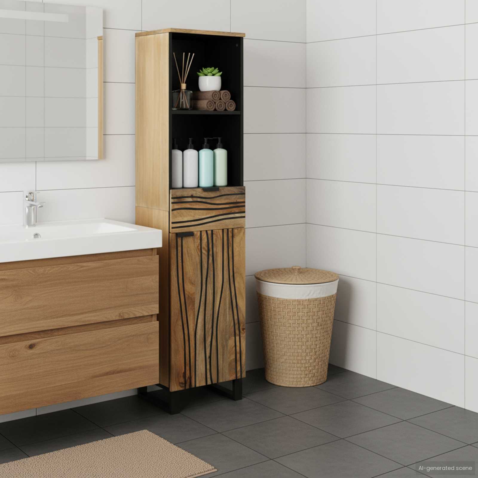 White Bathroom Cabinet 38 x 33 x 160 cm