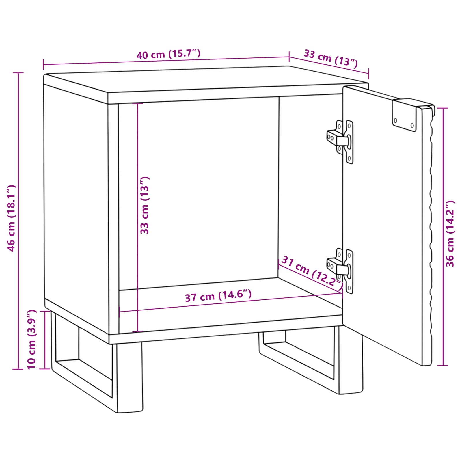 Mesa de noche 2 pcs Blanco 40 x 33 x 46 cm Madera de ingeniería