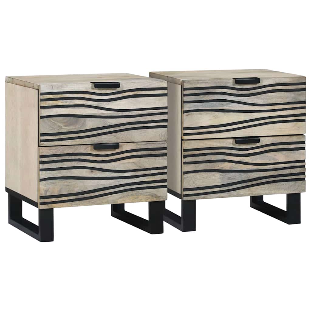 Mesa de noche 2 pcs Blanco 40 x 33 x 46 cm Madera de ingeniería