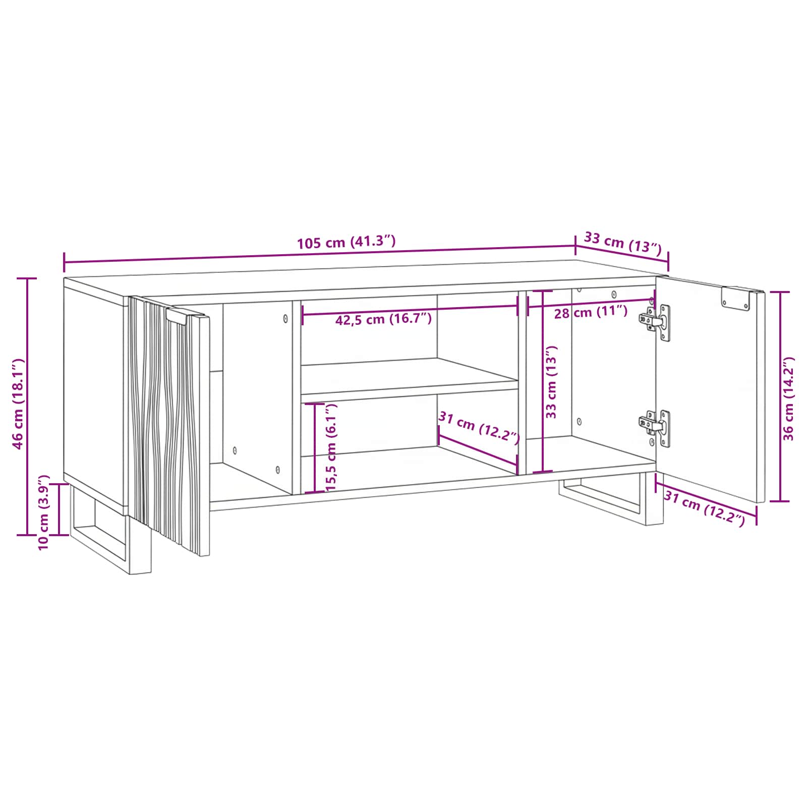 Unidades de TV 105 x 33 x 46 cm Madera contrachapada