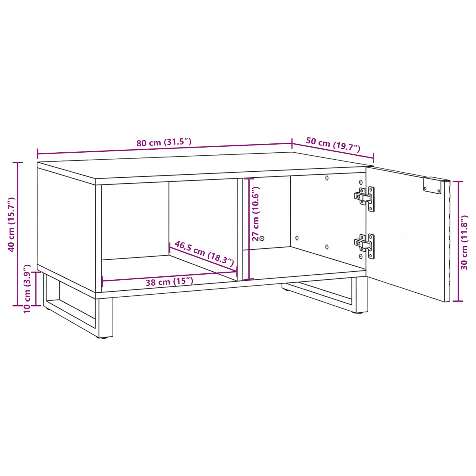 Mesa de centro Blanco 80 x 50 x 40 cm Madera de ingeniería