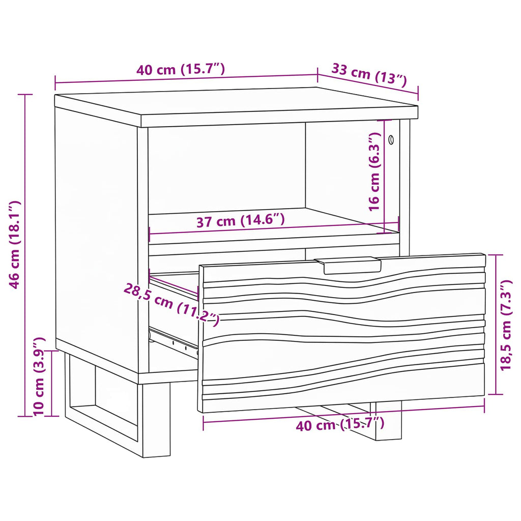 Mesa de noche 2 pcs Blanco 40 x 33 x 46 cm Madera de ingeniería
