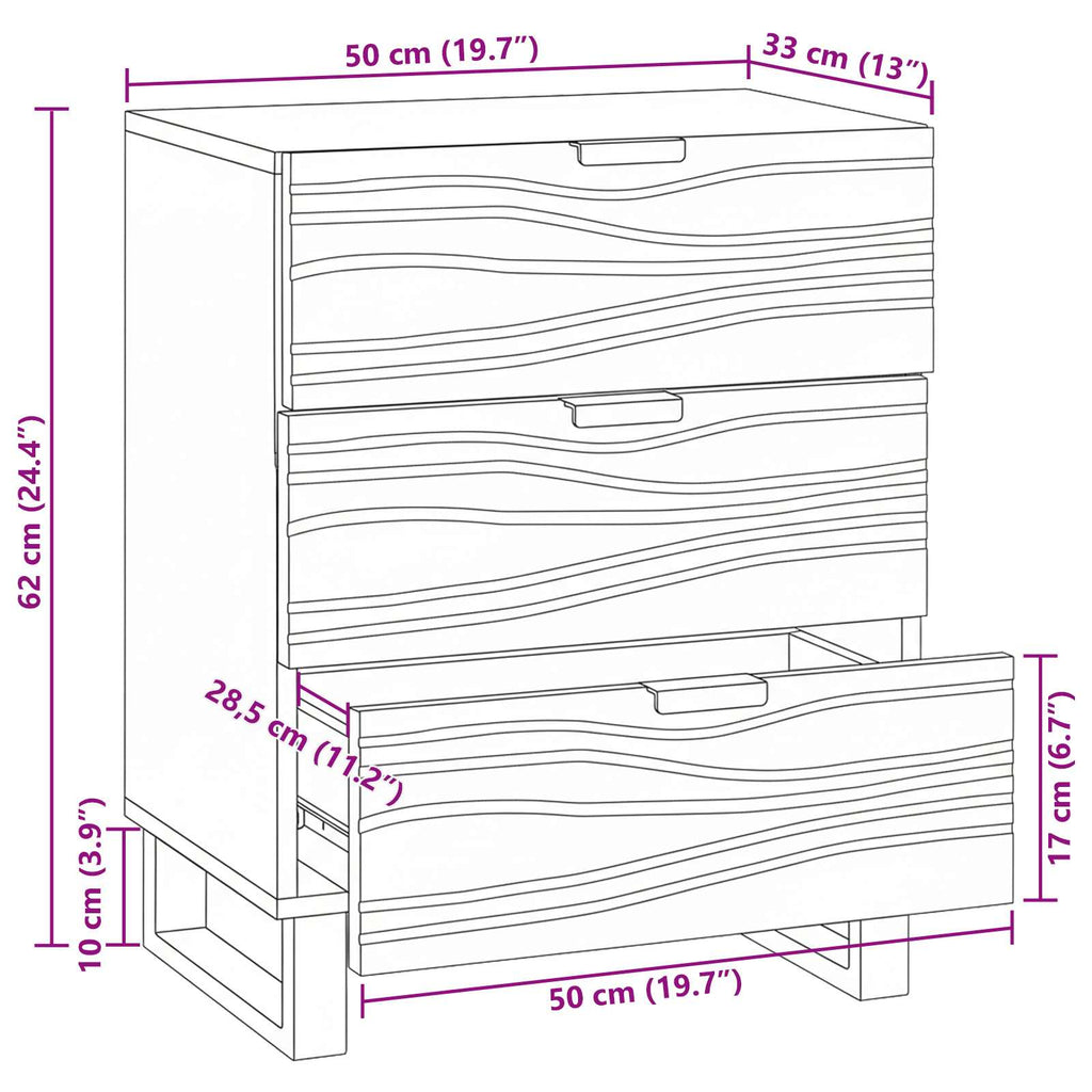 Mesa de noche Blanco 50 x 33 x 62 cm Madera de ingeniería