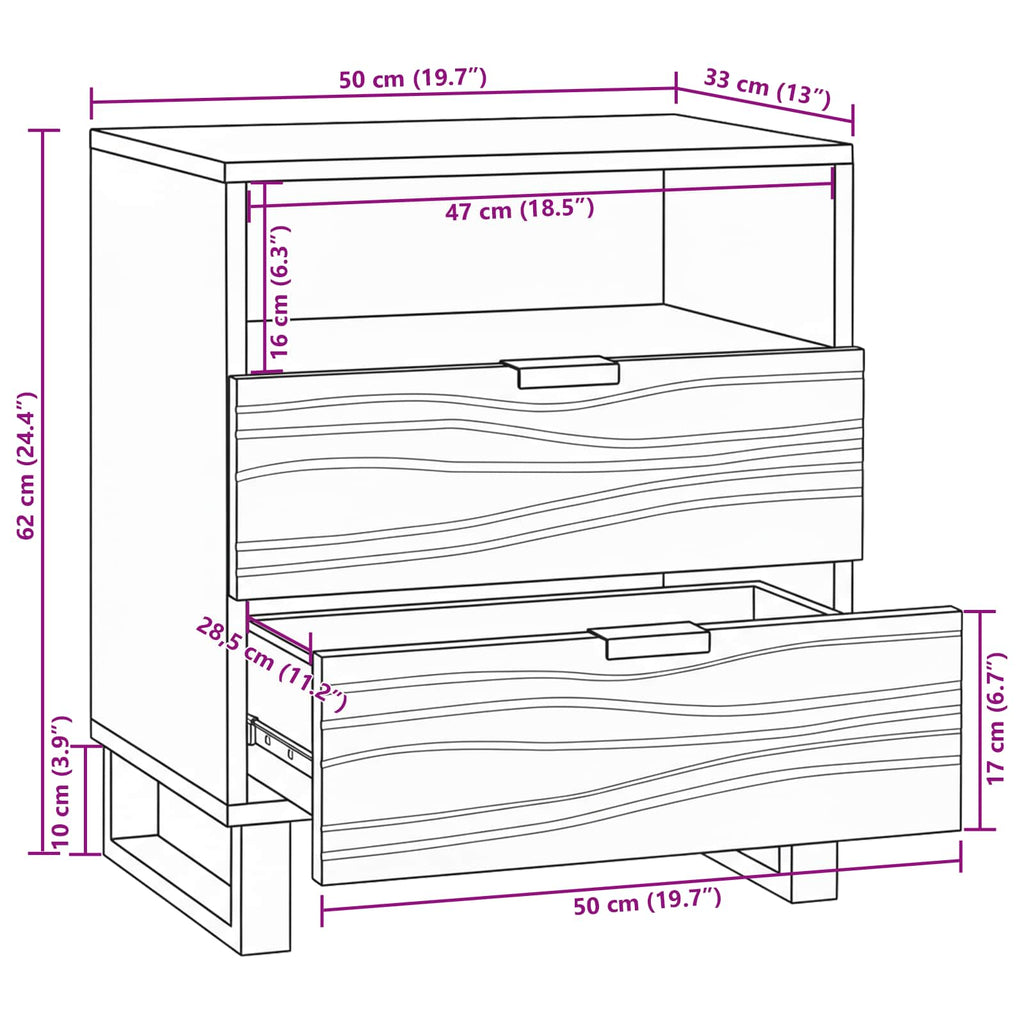 Mesa de noche Blanco 50 x 33 x 62 cm Madera de ingeniería