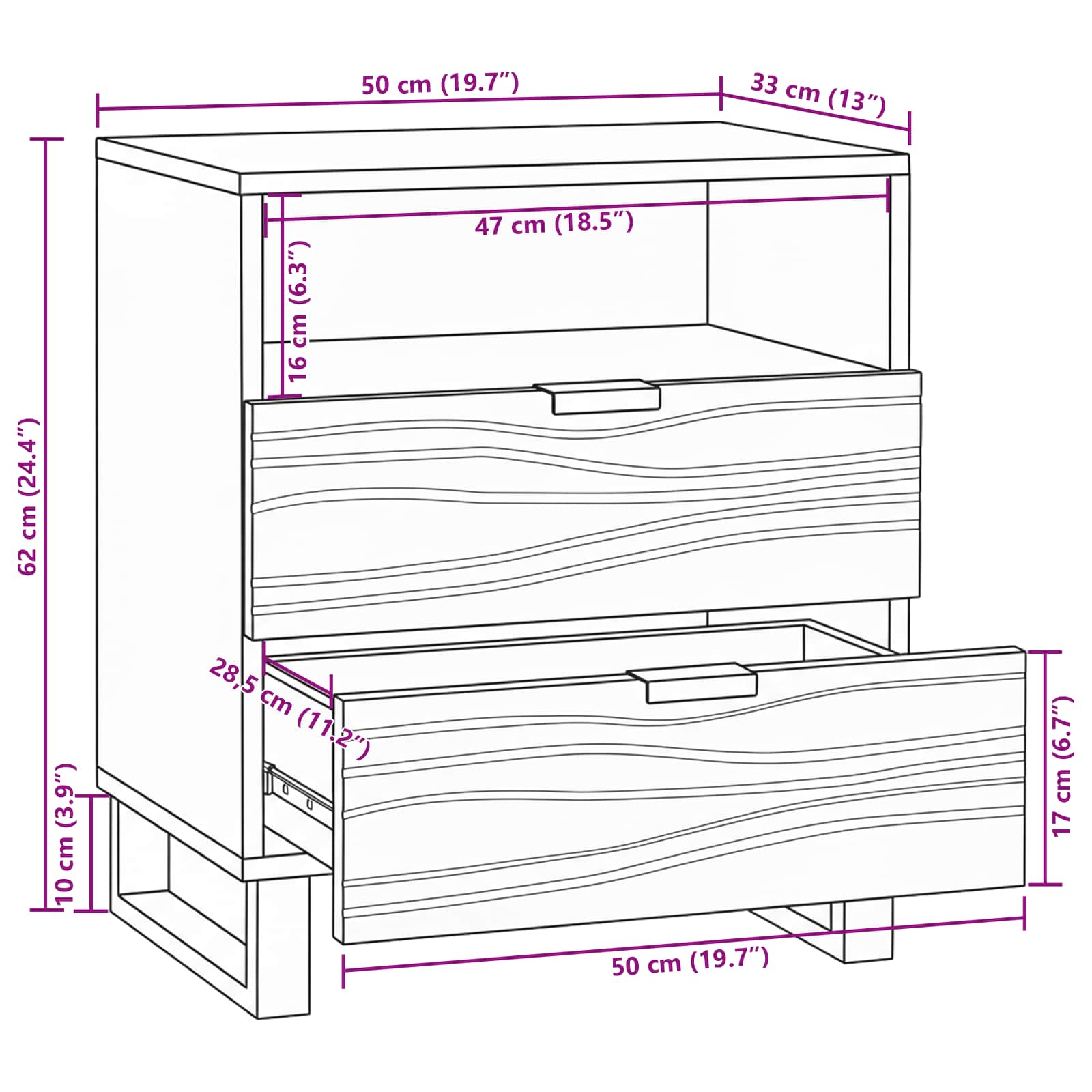 Mesa de noche Blanco 50 x 33 x 62 cm Madera de ingeniería