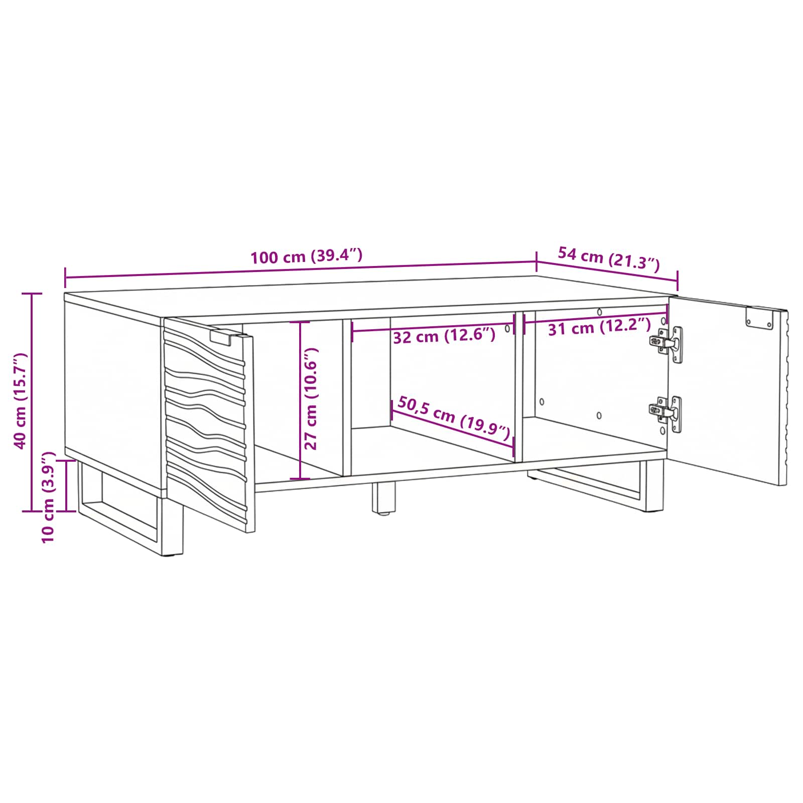 Mesa de centro Blanco 100 x 54 x 40 cm Madera de ingeniería