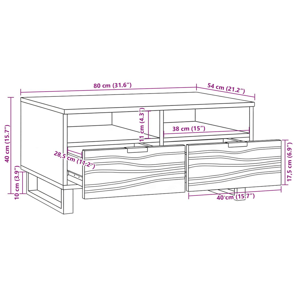 Mesa de centro Blanco 80 x 54 x 40 cm Madera de ingeniería