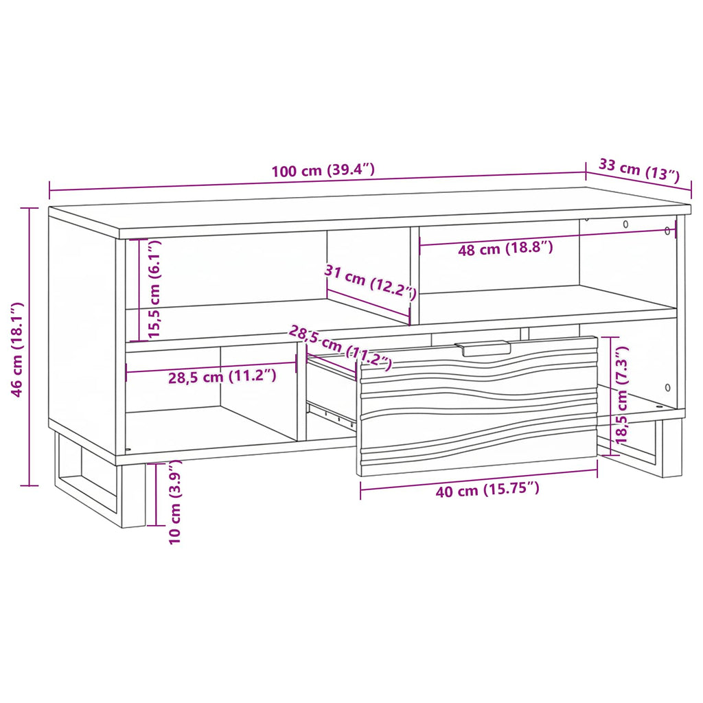 Unidades de TV con cajón 105 x 33 x 46 cm Madera contrachapada