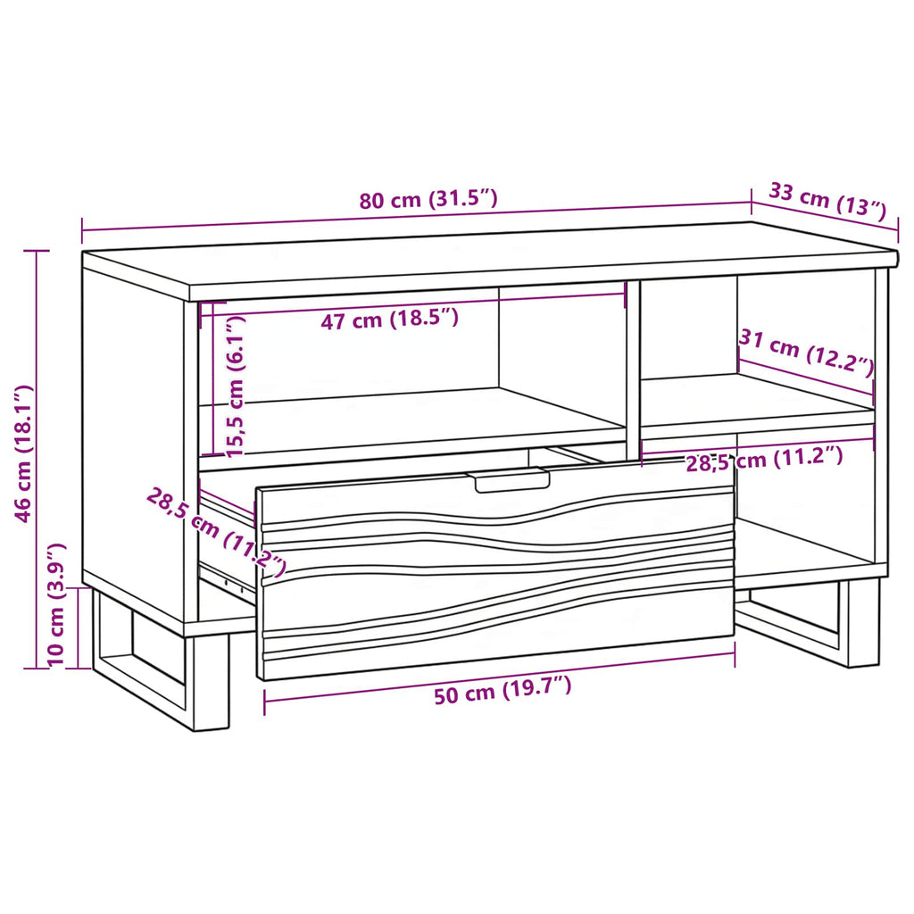 Unidades de TV con cajón 80 x 33 x 46 cm Madera contrachapada