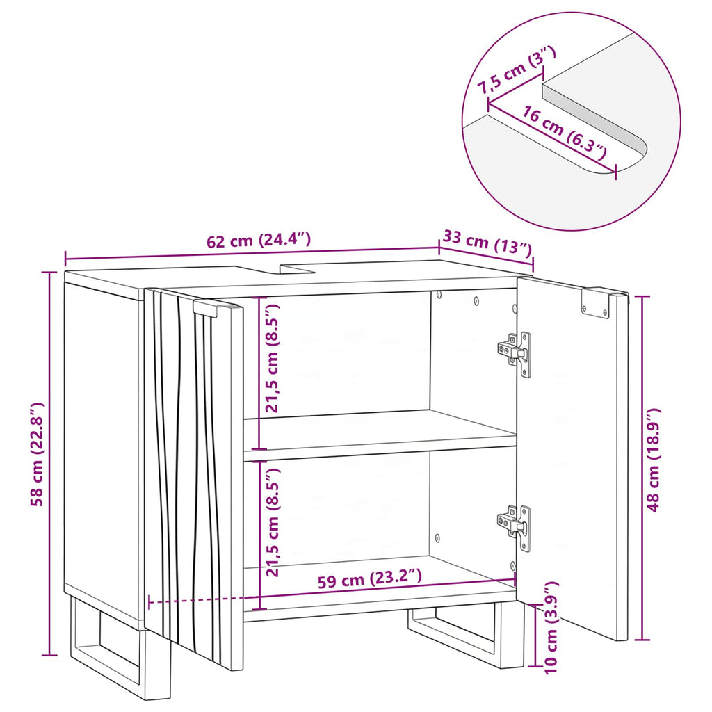 Gabinete de Lavabo para Baño con estante 62 x 33 x 58 cm