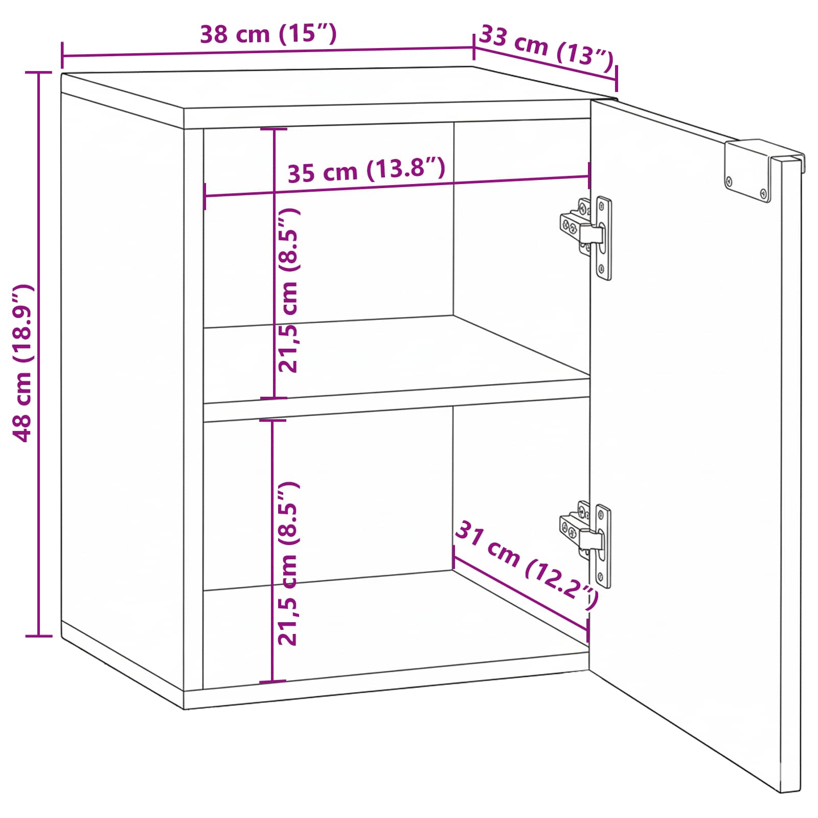 Gabinete de Lavabo para Baño con estante 38 x 33,5 x 48 cm