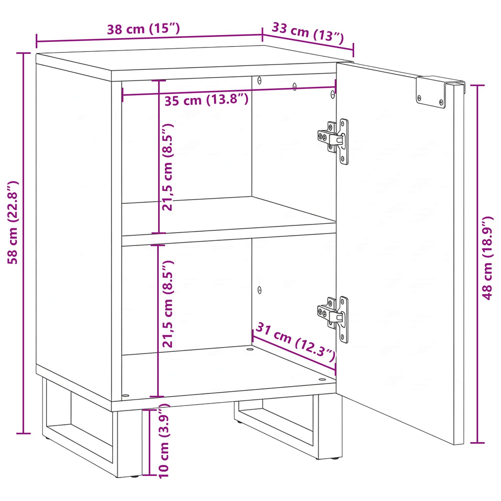 Gabinete de Lavabo para Baño con estante 38 x 33,5 x 58 cm