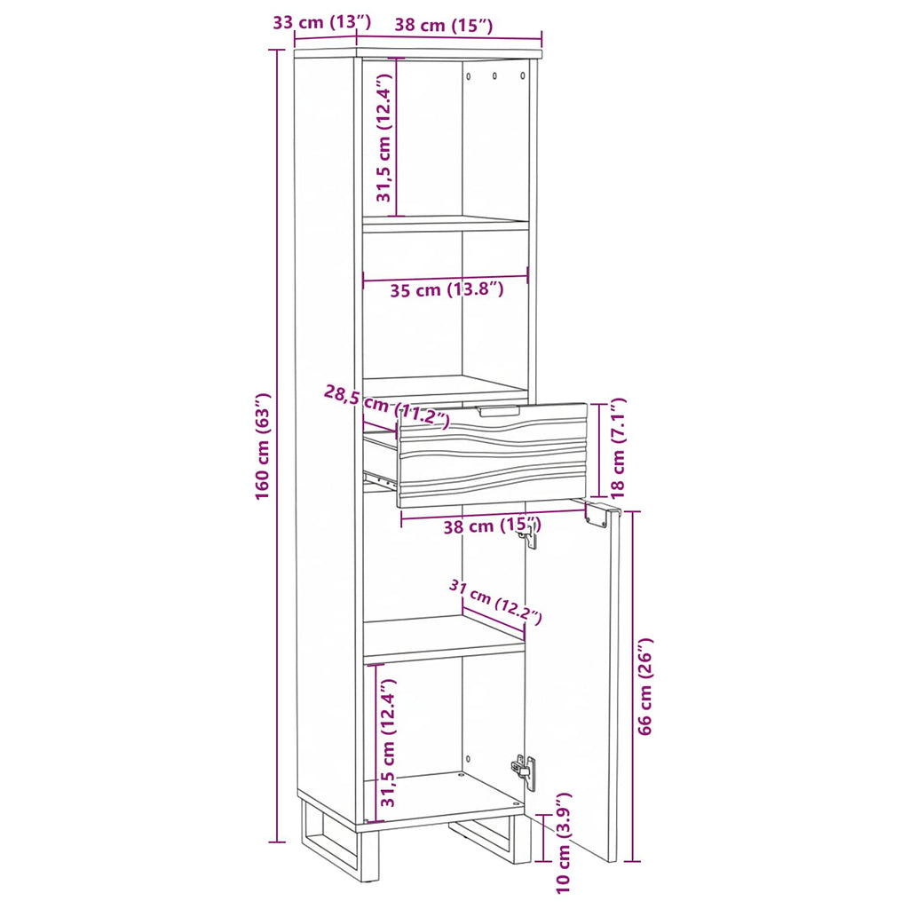 Mueble de Cuarto de Baño Blanco 38 x 33 x 160 cm