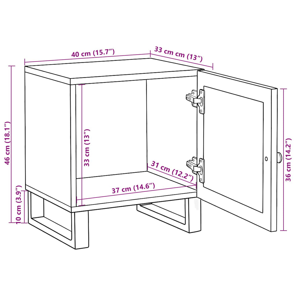 Armario de Noche 2 pcs Natural 40 x 33 x 46 cm