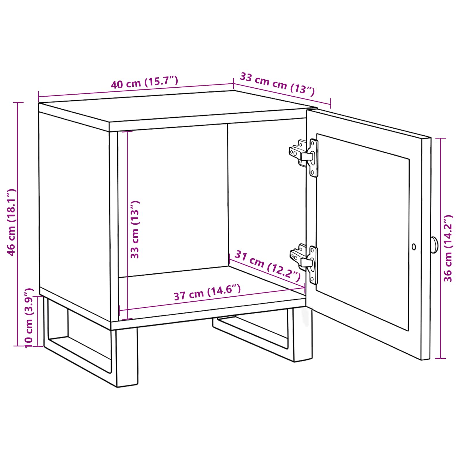 Armario de Noche 2 pcs Natural 40 x 33 x 46 cm