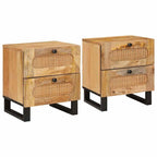 Armario de Noche con cajón 2 pcs Natural 40 x 33 x 46 cm