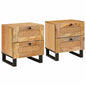 Armario de Noche con cajón 2 pcs Natural 40 x 33 x 46 cm